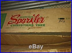 Vintage 6 Ft Sparkler Silver Aluminum Tinsel Christmas Tree