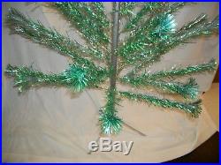 Vintage 6' Peco Green & Silver Aluminum Pom Pom Christmas Tree