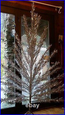 Vintage 6' Silver Aluminum Christmas Tree Holiday Industries Va 52 Piece Stand