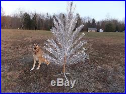 Vintage 6' Stainless Silver Aluminum Christmas Tree 55 Branches With Box & Stand