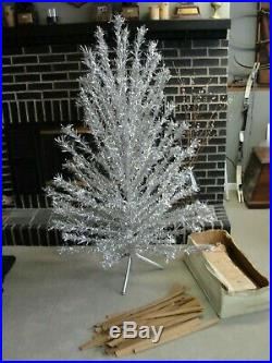 Vintage 6' ft 86 Branches Silver Aluminum Evergleam Christmas Tree W Box & Stand