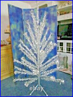 Vintage 6 ft Sparkler silver aluminum pom-pom Christmas tree