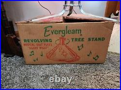 Vintage 6ft. Aluminum Christmas Tree 46 Branches With Revolving Stand, Projector
