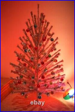 Vintage 7.5ft Duralight Pom Aluminum Christmas Tree With Color Wheel