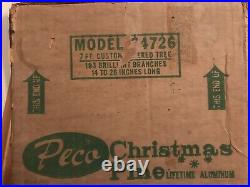 Vintage 7' Alum Peco Christmas Tree Silver Deluxe 193 Branches Color Wheel & Sta