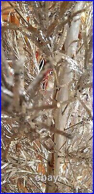 Vintage 7' EVERGLEAM Stainless Aluminum Silver 103 Branch Christmas Tree & Stand