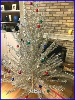 Vintage 7' Evergleam Silver Christmas Tree COMPLETE with Box SEE VIDEO