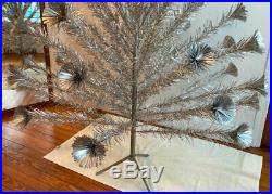 Vintage 7 Ft. POM POM 70-Branch SILVER ALUMINUM CHRISTMAS TREE with Box