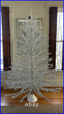 Vintage 7 ft Aluminum Tinsel Taper Tree Model 7201 201 Branches