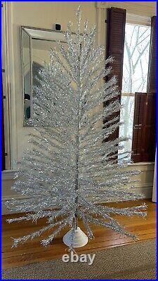 Vintage 7 ft Aluminum Tinsel Taper Tree Model 7201 201 Branches