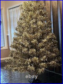 Vintage 7ft Gold & Silver Aluminum Christmas Tinsel Tree Very RARE p/u Chicago