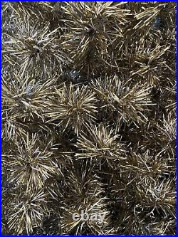 Vintage 7ft Gold & Silver Aluminum Christmas Tinsel Tree Very RARE p/u Chicago