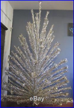 Vintage 8 Foot 121 Branch Evergleam Silver Aluminum Christmas Tree