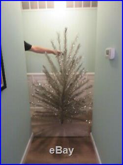 Vintage Alcoa Aluminum 6-1/2' Christmas tree 6101 Silver tinsel