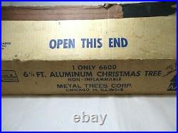 Vintage Alcoa Silver Aluminum 6 1/2 Ft. Christmas Tree Original Box