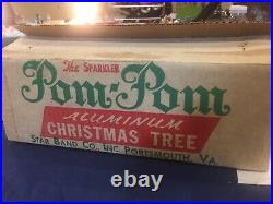 Vintage Aluminum 3 Sparkler Pom Pom Christmas Tree 25 Branch In Box