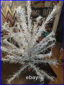 Vintage Aluminum 4 Ft Silver Christmas Taper Tree Original Box Carey-McFall