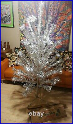 Vintage Aluminum Christmas Tree 6 Foot POM POM Holiday House All 52 Branches