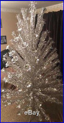 Vintage Aluminum Christmas Tree 7ft Sparkler Silver Pom Pom Box 151 Branches Wow