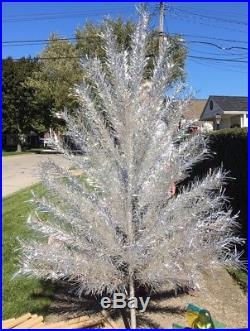 Vintage Aluminum Christmas Tree Happy Tannenbaum Silver With Color Wheel