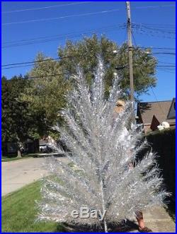 Vintage Aluminum Christmas Tree Happy Tannenbaum Silver With Color Wheel