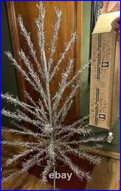 Vintage Aluminum Christmas tree, 6.5' Original Box, Sleeves, 45 Branches & Stand