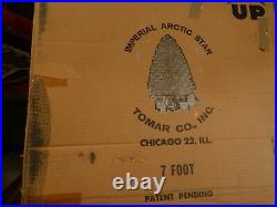 Vintage Aluminum Christmas tree Silver swirl branches pom pom tips 7 ft org box