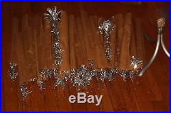 Vintage Aluminum POM POM Silver Xmas Tree 49 Branches withsleeves and Stand