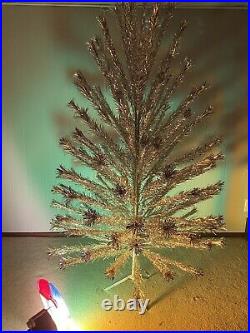 Vintage Aluminum Pom Pom Christmas Tree Peco Deluxe 6.8 Ft 118 Branches with Color