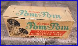Vintage Aluminum Pom Pom Silver Sparkler Christmas Tree 4 Ft Foot EUC
