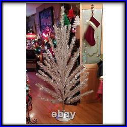 Vintage Aluminum Silver Christmas Tree, 6 Foot, With 49 Branches, Alcoa brand