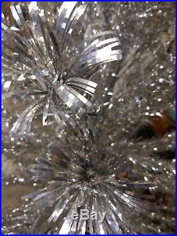 Vintage Aluminum Silver Pom Pom Christmas Tree 1960s Tinsel Feather Tree 6
