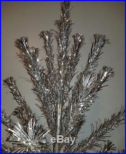 Vintage Aluminum Silver STAR BURST Tinsel 4 Ft. Christmas Tree & Box & Ornaments