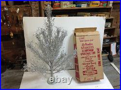 Vintage Aluminum Splendor 2' Christmas Tree Complete Original Box Silver