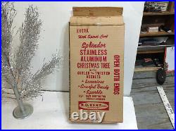Vintage Aluminum Splendor 2' Christmas Tree Complete Original Box Silver