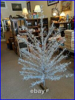 Vintage Antique 6ft 52 Branches Aluminum Silver Sparkler Christmas Tree
