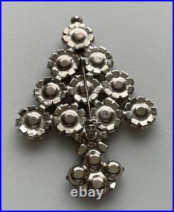 Vintage Art Deco Christmas Tree Pin Brooch Rhinestones Cabochons Rare Book Piece