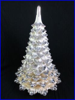 Vintage Atlantic Mold Silver & White Hor d'oeuvres Christmas Tree with Plates