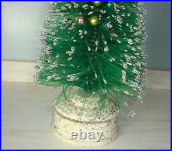 Vintage Bottle Brush Christmas Tree Silver Tipped Music Box with Mercury Balls