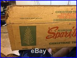 Vintage Boxed SPARKLER Aluminum Christmas Tree 6 Ft With Stand Silver Tree