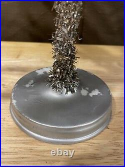 Vintage CUTE Tiny 3 Foot Silver Wire Aluminum Christmas Tree with Plastic Base