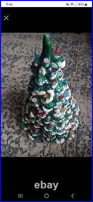 Vintage Ceramic Christmas Tree Silver Bells Musical