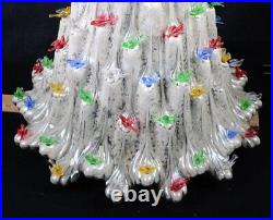 Vintage Ceramic Christmas Tree VOLCANO LAVA Iridescent WHITE / SILVER Birds 20