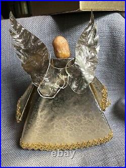 Vintage Christmas Germany Wax Face Angel Hands Tree Top GOLD SILVER FOIL PAPER