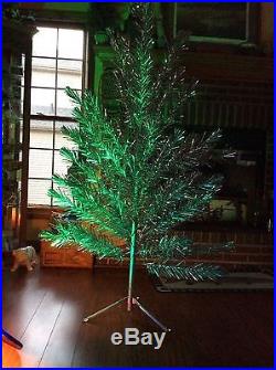 Vintage Christmas Silver Glow 6 Foot Aluminum Tree With Penetray Color Wheel