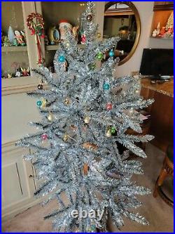 Vintage Christmas Silver Tinsel Tree 5 and a 1/2 feet tall Box