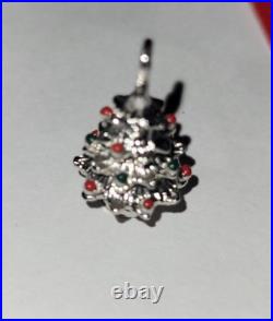 Vintage Christmas Sterling Silver Charm Bracelet Santa Tree Snowman Enameled