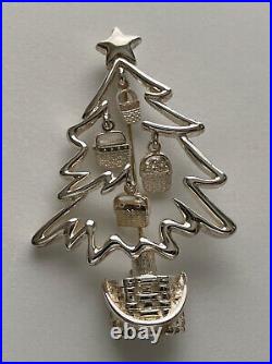 Vintage Christmas Tree Brooch Pin Longaberger Baskets Silver Book Piece Htf Rare