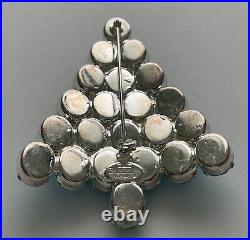 Vintage Christmas Tree Pin Brooch Attruia Aqua Blue Rhinestones Large Signed Htf