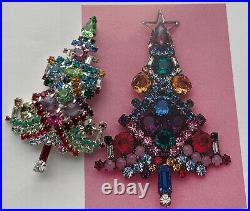 Vintage Christmas Tree Pin Brooch Citation Pink Rhinestones Rare Book Piece Htf